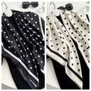 Hot Selling New 90 * 90 Women's Headscarf High-end Simple Black and White Polka Dot Printed Twill Silk Light Luxury Scarf