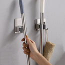 Stainless Steel Wall Mounted Mop Storage Rack No Nail Broom Holder Waterproof Household Organizer for Bathroom Kitchen