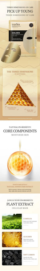 5/10pcs SADOER 24K Golden Face Mask Moisturizing Face skincare Firming Nourishing Smooth Skin Rejuvenation Facial Masks