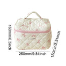 Cute Bow Flower Quilting Cotton Makeup Bag Women Zipper Cosmetic Organizer Female Cloth Handbag Portable Toiletry Case for Girls