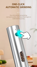 USB Rechargeable Automatic Pepper Grinder Salt And Pepper Mill Adjustable Coarseness Spice Grinder with LED Light for Kitchen