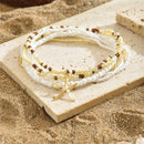 Bohemia Multilayer Rice Bead Anklet Set for Women Fashion Starfish Pendant Anklets Summer Sandy Beach Ankle Chain On Leg Jewelry