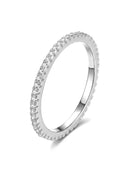 925 Sterling Silver 1.4mm Fashion Simplicity Full Zircon Stackable Plain Ring For Women Daily Party Personalized Fine Jewelry
