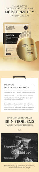 5/10pcs SADOER 24K Golden Face Mask Moisturizing Face skincare Firming Nourishing Smooth Skin Rejuvenation Facial Masks