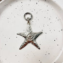 Retro Y2K Starfish Pendant Keychain Silver Plated Star Fish Charm Beach Keychain Ocean Purse Bag Keychain