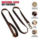 Personalized Dog Collar Leash Set Durable Genuine Leather Dog Collars Engraved Pet ID Necklace With Lead For Small Large Dogs