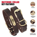 Personalized Dog Collar Leash Set Durable Genuine Leather Dog Collars Engraved Pet ID Necklace With Lead For Small Large Dogs