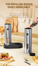 USB Rechargeable Automatic Pepper Grinder Salt And Pepper Mill Adjustable Coarseness Spice Grinder with LED Light for Kitchen