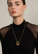 Yhpup 316L Stainless Steel U-Shape Metal Necklace Pendant 18K PVD Plated Fashion Statement Collar Neck Jewelry Waterproof New