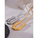 Yhpup 316L Stainless Steel U-Shape Metal Necklace Pendant 18K PVD Plated Fashion Statement Collar Neck Jewelry Waterproof New