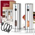 USB Rechargeable Automatic Pepper Grinder Salt And Pepper Mill Adjustable Coarseness Spice Grinder with LED Light for Kitchen