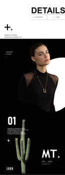 Yhpup 316L Stainless Steel U-Shape Metal Necklace Pendant 18K PVD Plated Fashion Statement Collar Neck Jewelry Waterproof New