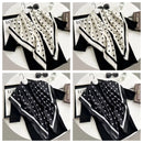 Hot Selling New 90 * 90 Women's Headscarf High-end Simple Black and White Polka Dot Printed Twill Silk Light Luxury Scarf