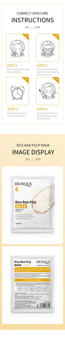 10pcs BIOAQUA Rice Raw Pulp Facial Masks skincare Moisturizing Firming Hydrating Face Mask Sheets Mask Korean Skin Care