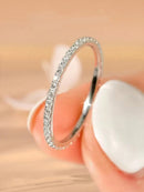 925 Sterling Silver 1.4mm Fashion Simplicity Full Zircon Stackable Plain Ring For Women Daily Party Personalized Fine Jewelry