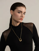 Yhpup 316L Stainless Steel U-Shape Metal Necklace Pendant 18K PVD Plated Fashion Statement Collar Neck Jewelry Waterproof New
