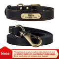 Personalized Dog Collar Leash Set Durable Genuine Leather Dog Collars Engraved Pet ID Necklace With Lead For Small Large Dogs