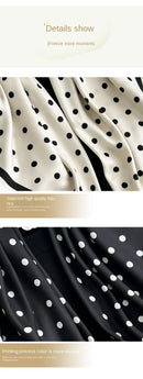 Hot Selling New 90 * 90 Women's Headscarf High-end Simple Black and White Polka Dot Printed Twill Silk Light Luxury Scarf