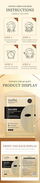 5/10pcs SADOER 24K Golden Face Mask Moisturizing Face skincare Firming Nourishing Smooth Skin Rejuvenation Facial Masks