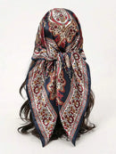 New Brand Print Headband Scarf Women Fashion 90*90cm Silk Satin Hijab Bandana Neckerhicef Sun Protection Shawl Wrap Headscarf