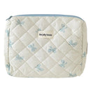 Cute Bow Flower Quilting Cotton Makeup Bag Women Zipper Cosmetic Organizer Female Cloth Handbag Portable Toiletry Case for Girls