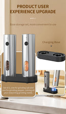 USB Rechargeable Automatic Pepper Grinder Salt And Pepper Mill Adjustable Coarseness Spice Grinder with LED Light for Kitchen