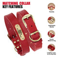 Personalized Dog Collar Leash Set Durable Genuine Leather Dog Collars Engraved Pet ID Necklace With Lead For Small Large Dogs