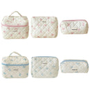 Cute Bow Flower Quilting Cotton Makeup Bag Women Zipper Cosmetic Organizer Female Cloth Handbag Portable Toiletry Case for Girls