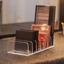 7-Compartment Transparent Makeup Organizer for Eyeshadow Palette and Cosmetics, Vanity Table and Bathroom Countertop Storage Box