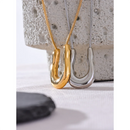 Yhpup 316L Stainless Steel U-Shape Metal Necklace Pendant 18K PVD Plated Fashion Statement Collar Neck Jewelry Waterproof New