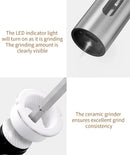 USB Rechargeable Automatic Pepper Grinder Salt And Pepper Mill Adjustable Coarseness Spice Grinder with LED Light for Kitchen