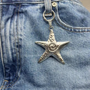 Retro Y2K Starfish Pendant Keychain Silver Plated Star Fish Charm Beach Keychain Ocean Purse Bag Keychain