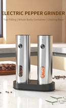 USB Rechargeable Automatic Pepper Grinder Salt And Pepper Mill Adjustable Coarseness Spice Grinder with LED Light for Kitchen