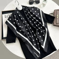 Hot Selling New 90 * 90 Women's Headscarf High-end Simple Black and White Polka Dot Printed Twill Silk Light Luxury Scarf