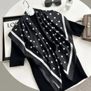 Hot Selling New 90 * 90 Women's Headscarf High-end Simple Black and White Polka Dot Printed Twill Silk Light Luxury Scarf