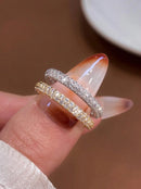 925 Sterling Silver 1.4mm Fashion Simplicity Full Zircon Stackable Plain Ring For Women Daily Party Personalized Fine Jewelry