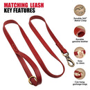 Personalized Dog Collar Leash Set Durable Genuine Leather Dog Collars Engraved Pet ID Necklace With Lead For Small Large Dogs