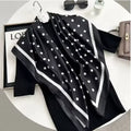 Hot Selling New 90 * 90 Women's Headscarf High-end Simple Black and White Polka Dot Printed Twill Silk Light Luxury Scarf