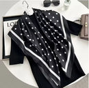Hot Selling New 90 * 90 Women's Headscarf High-end Simple Black and White Polka Dot Printed Twill Silk Light Luxury Scarf