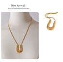 Yhpup 316L Stainless Steel U-Shape Metal Necklace Pendant 18K PVD Plated Fashion Statement Collar Neck Jewelry Waterproof New