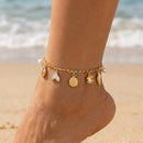 Bohemia Multilayer Rice Bead Anklet Set for Women Fashion Starfish Pendant Anklets Summer Sandy Beach Ankle Chain On Leg Jewelry