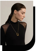 Yhpup 316L Stainless Steel U-Shape Metal Necklace Pendant 18K PVD Plated Fashion Statement Collar Neck Jewelry Waterproof New