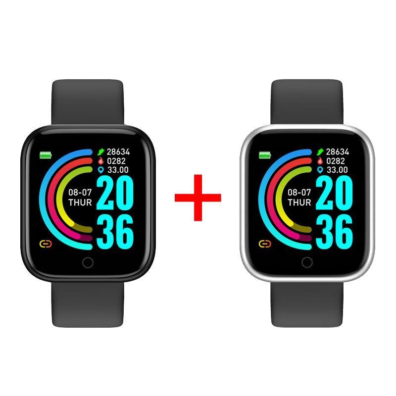 Relógio inteligente POWERWATCH Fitness À Prova D 'Água COMPRA 1 LEVA 2 relógio 009 AmploTech PRETO E PRATA 